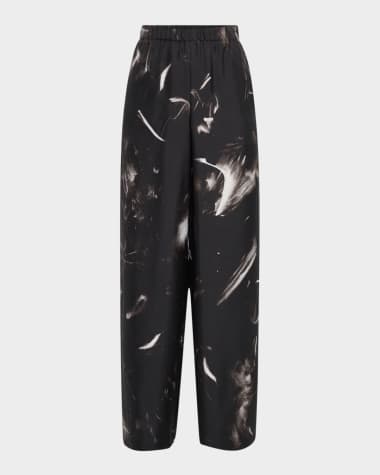 Lafayette 148 New York Riverside Wide-Leg Silk Pants