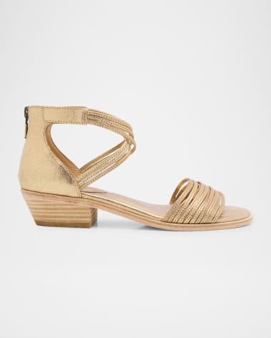 Eileen Fisher Viro Metallic Strappy Crisscross Sandals