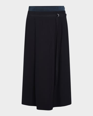 Vince Double-Waist D-Ring Midi Skirt