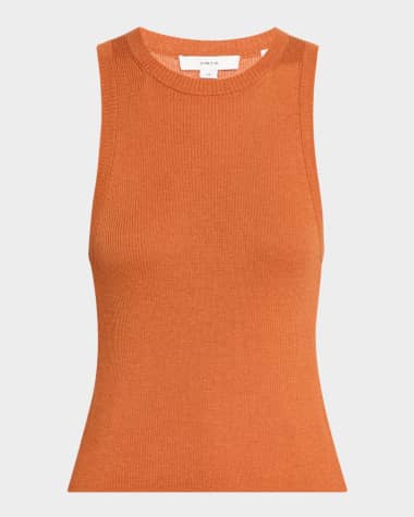 Vince High-Neck Cashmere-Silk Tank Top