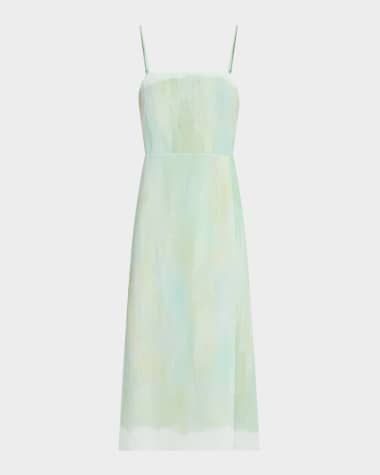 Vince Sleeveless Painted Boarder Midi Dress