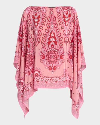 Etro Pink Paisley Silk Poncho