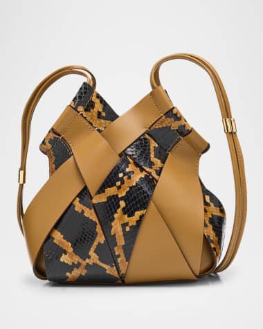 Ulla Johnson Charlotte Snake-Print Leather Crossbody Bag