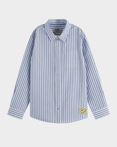 Scotch & Soda Boy's Striped Seersucker Long-Sleeve Shirt, Size 4-12