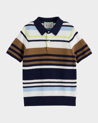 Scotch & Soda Boy's Stripe Knit Polo Shirt, Size 4-12