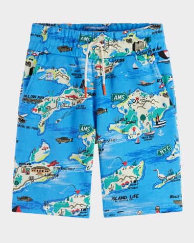 Scotch & Soda Boy's Map-Print Bermuda Shorts, Size 4-12