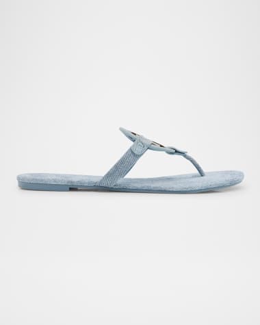 Tory Burch Miller Denim Logo Thong Sandals