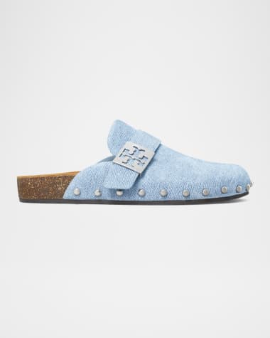 Tory Burch Mellow Denim Studded Mules