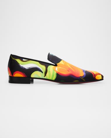 Christian Louboutin Men's Dandelion Floral Silk Red-Sole Loafers