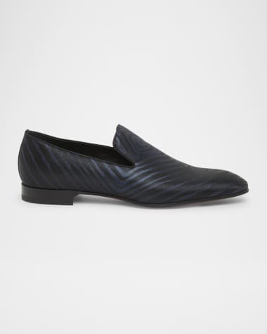 Christian Louboutin Men's Dandelion Red-Sole Jacquard Loafers
