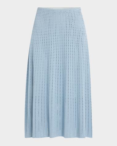 Lafayette 148 New York A-Line Pointelle Stitch Midi Skirt