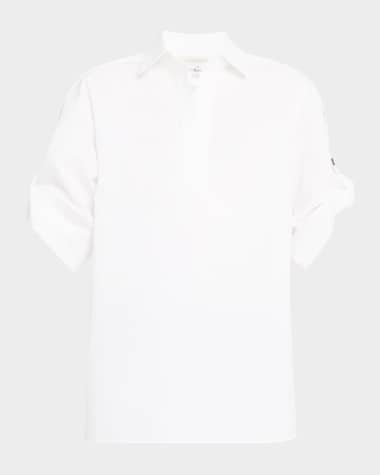 Lafayette 148 New York Tab-Sleeve Cotton Shirt