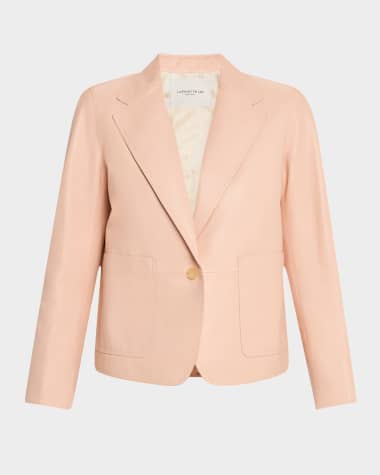 Lafayette 148 New York Single-Button Leather Boyfriend Blazer