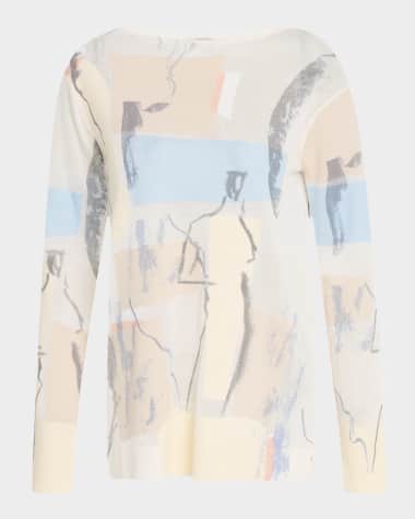 Lafayette 148 New York Sketch-Print Intarsia Sweater
