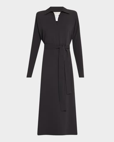Lafayette 148 New York Belted Side Slit Midi Dress