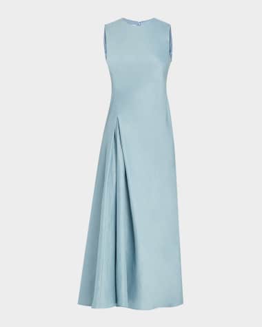 Lafayette 148 New York Sleeveless Pleated A-Line Maxi Dress