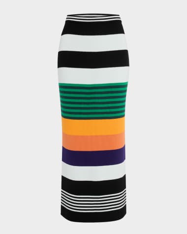 CHRISTOPHER JOHN ROGERS Striped Knit Midi Pencil Skirt