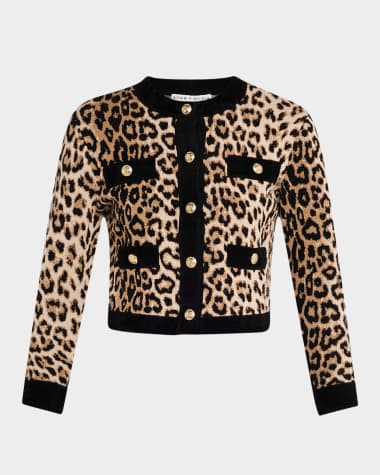 Alice + Olivia Claira Leopard Cropped Cardigan