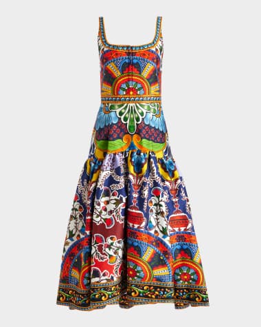 Alice + Olivia Diana Sleeveless Structured Midi Dress