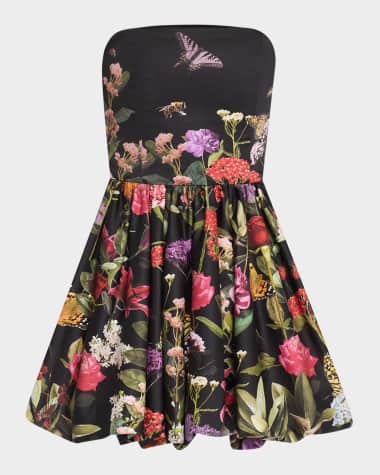 Alice + Olivia Asha Strapless Structured Bubble-Hem Mini Dress