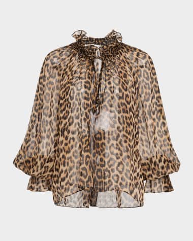 Alice + Olivia Catwalk Norah Tie-Neck Peasant Blouse