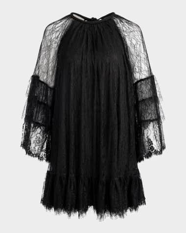 Alice + Olivia Delia Ruffle Angel-Sleeve Tunic Dress