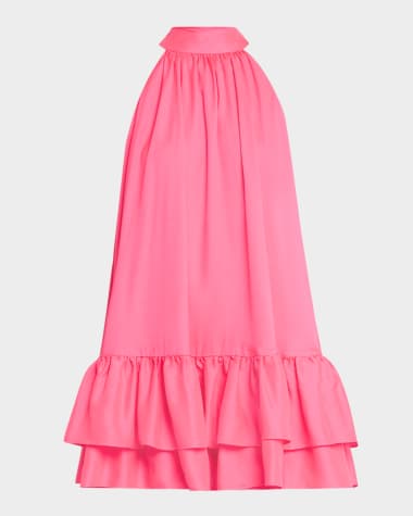 Alice + Olivia Erna Tie-Neck Halter Mini Dress