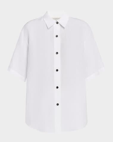Lafayette 148 New York Oversized Button-Down Linen Shirt