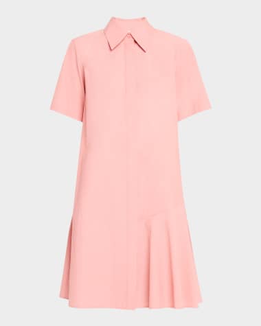 Lafayette 148 New York Flounce-Hem Short-Sleeve Shirtdress