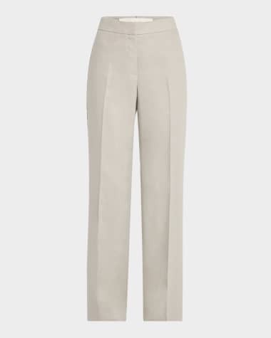 Lafayette 148 New York Sullivan Linen Pants with Crochet Detail
