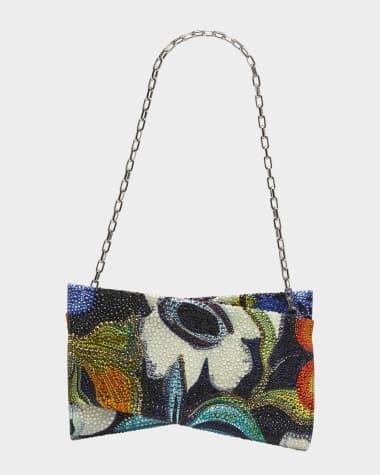 Christian Louboutin Loubitwist Small Clutch Bag in Flower Strass Satin