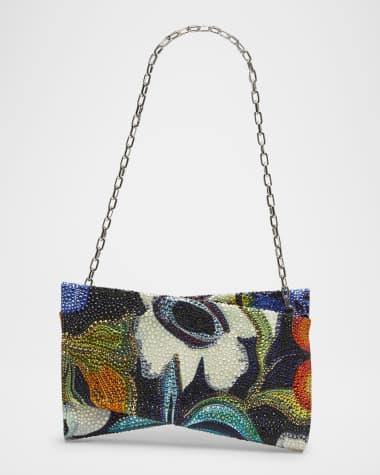 Christian Louboutin Loubi54 Small Shoulder Bag in Flower Strass Naplak Leather