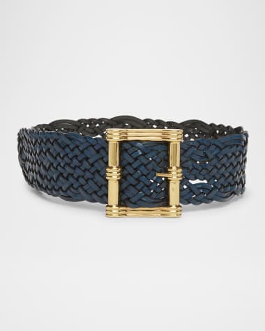 Etro Maxi Woven Leather Belt