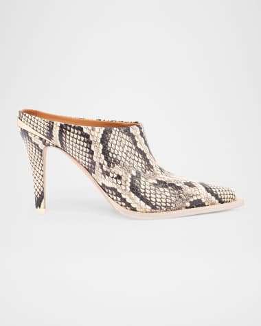 Partlow Kelley Python-Embossed Western Mule Pumps