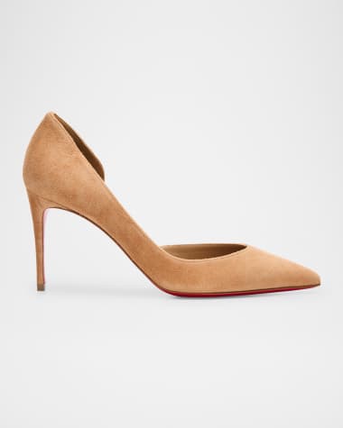 Christian Louboutin Iriza Suede Half-d'Orsay Red Sole Pumps