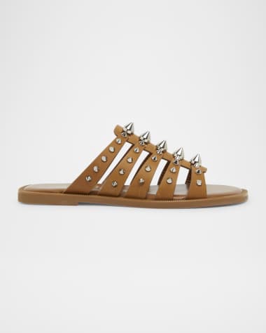 Christian Louboutin Charja Spike Leather Red Sole Slide Sandals