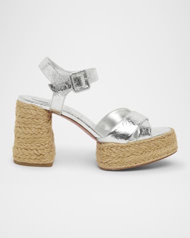 Christian Louboutin Calakala Metallic Red Sole Espadrille Sandals