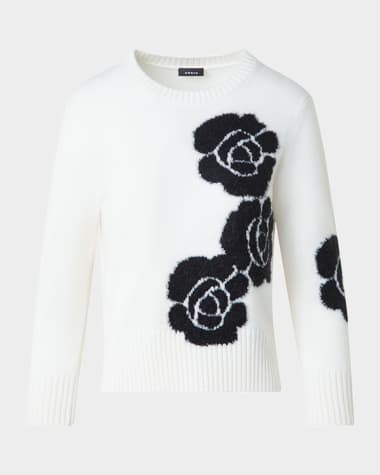Akris 3D Anemone Cashmere-Silk Crewneck Sweater