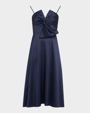 Aidan Mattox Strapless Bow-Front Stretch Mikado Midi Dress