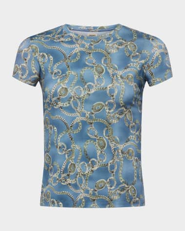L'Agence Ressi Short-Sleeve Luck Chain Tee