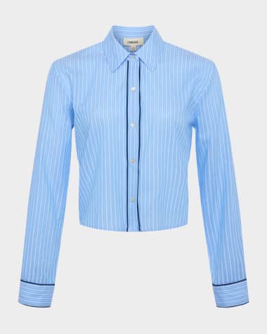 L'Agence Cosette Stripe Cropped Shirt