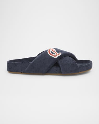 Christian Louboutin Men's Bizzu Sponge Cotton Criss-Cross Slides