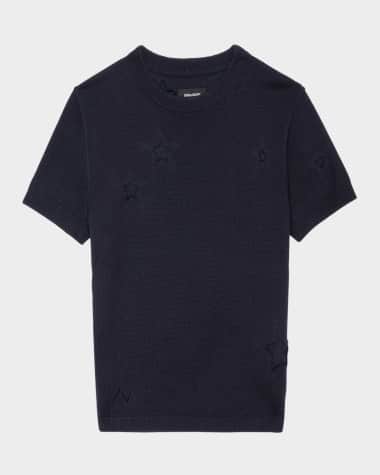 Zadig & Voltaire Bully Seco Stars Short-Sleeve Sweater