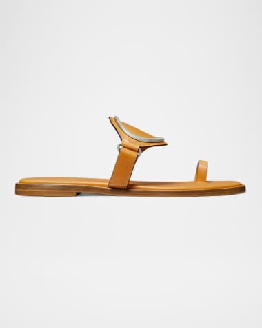 Tory Burch Leather Ring Flat Slide Sandals