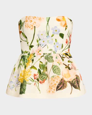 Cara Cara Tilda Strapless Floral Peplum Top