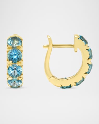Stevie Wren The Midi Gemstone Hoop Earrings in 18K Yellow Gold