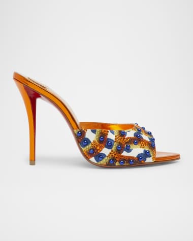 Christian Louboutin Miss Z Beaded Red Sole Mule Sandals