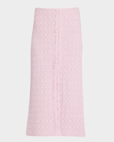 St. John Textured Honeycomb Stretch Slit Midi Skirt