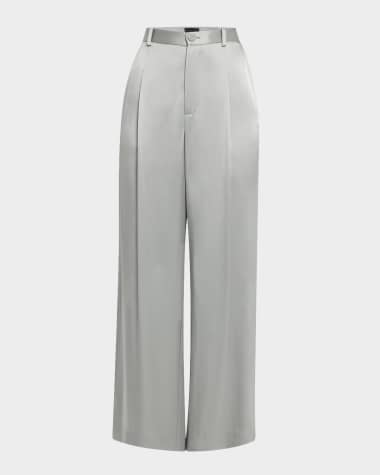 LAPOINTE Pleated Satin Pants