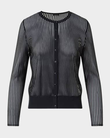 Akris Striped Sheer Cardigan